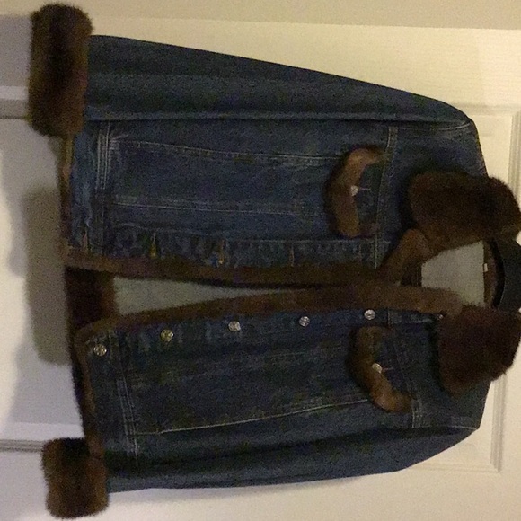 Jean jacket with mink size large - Picture 1 of 7
